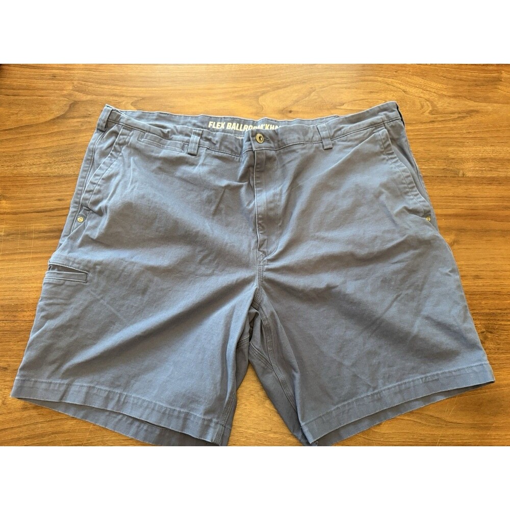 Duluth Flex Ballroom Khakis Men's Gray Relaxed Fit Flat Front Shorts Pockets